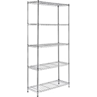 Amazon Basics - Estantería con 5 baldas- cromado